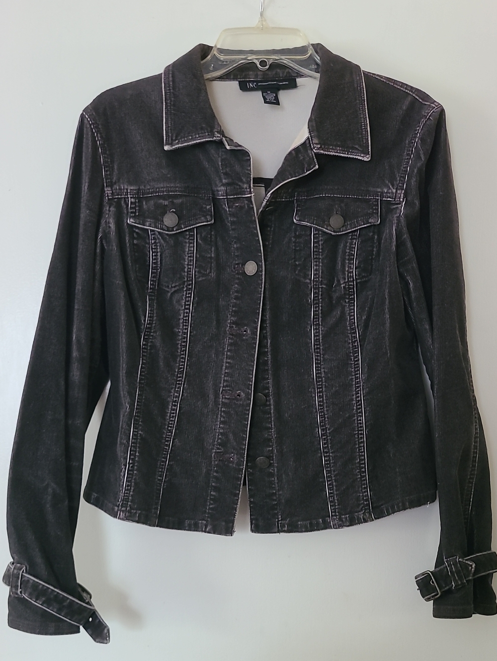 INC International Concepts Faded Black Denim Jacket M
